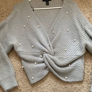 Forever 21 Gray Pearl Sweater Medium